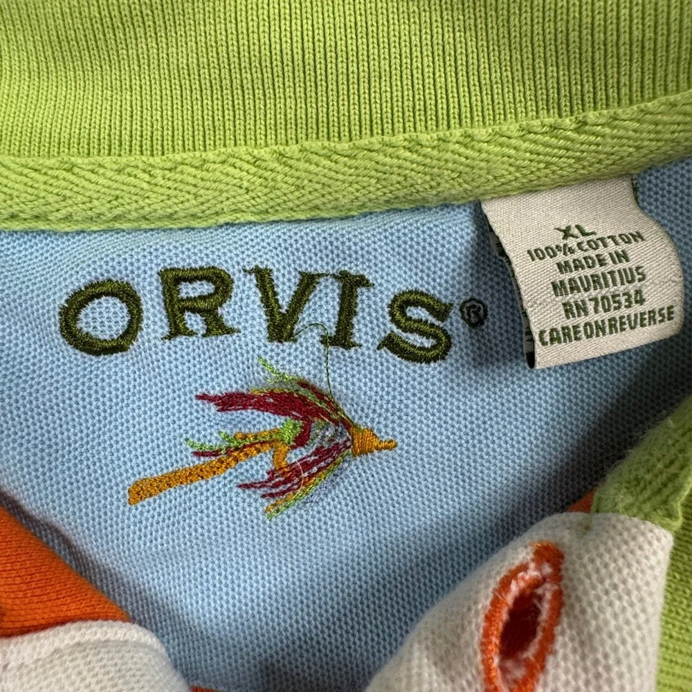 Orvis Mens XL Orange Pique Polo Shirt‎ Short Sleeve Contrast Collar EUC! Clean!